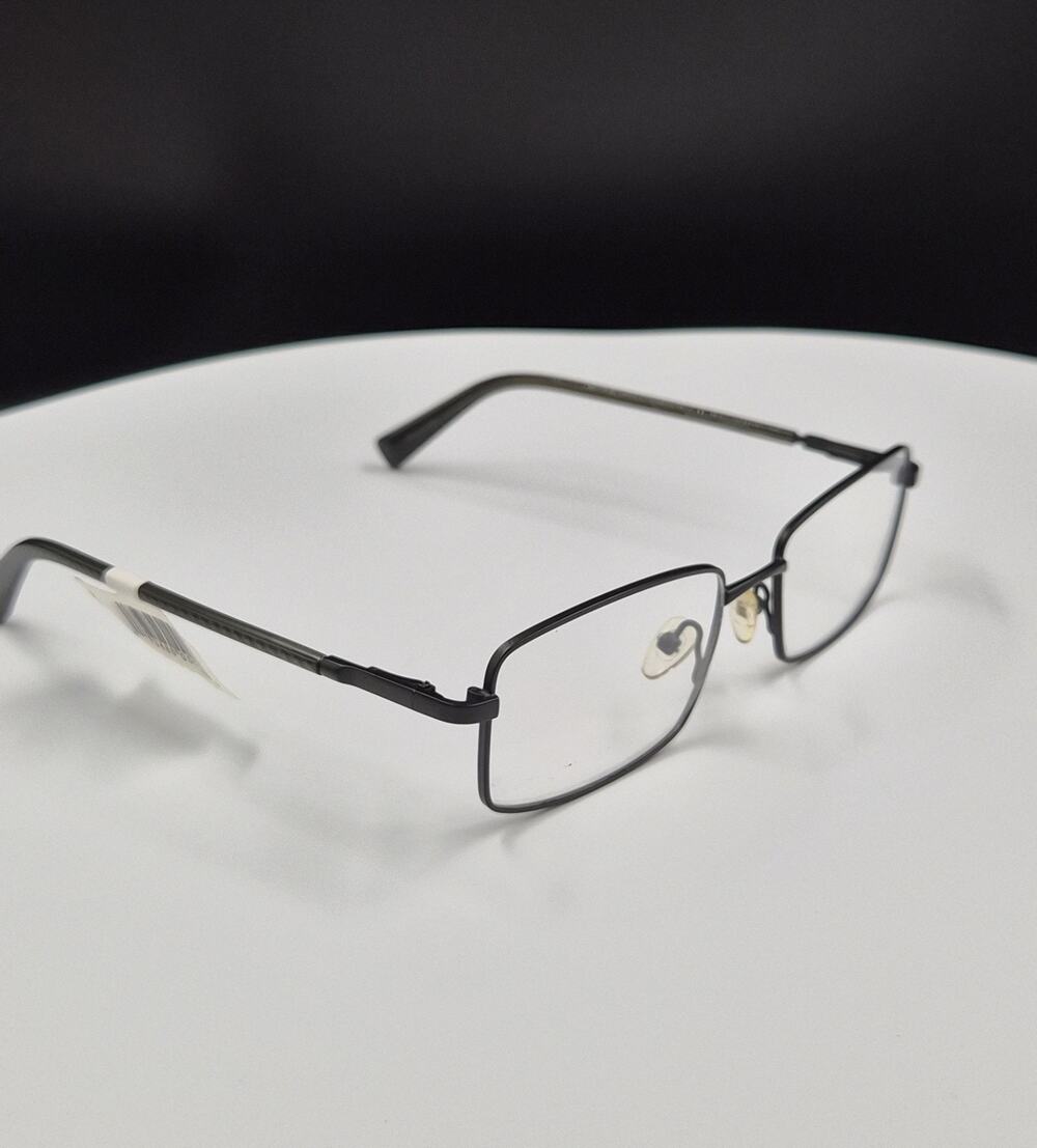 Rectangular Full Rim Black Metal Eyeglass Frames Unisex Adults 55-18-140